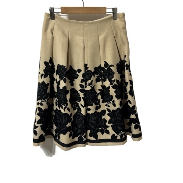 エムズグレイシー M'S GRACY スカート サイズ38 M - ベージュ×黒 レディース ひざ丈/花柄 美品 ボトムス拍卖