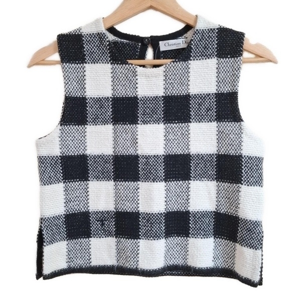 ディオール/クリスチャンディオール DIOR/ChristianDior ノースリーブカットソー サイズ38(I) S 344T11AM214 アイボリー×黒 レディース拍卖