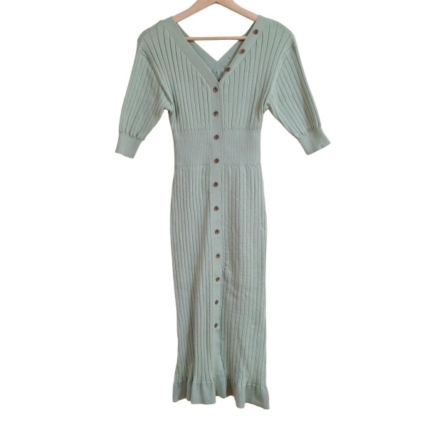 スナイデル snidel サイズF - イエローグリーン レディース 半袖/ロング/ニット ワンピース拍卖