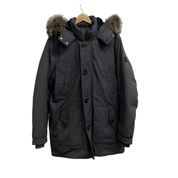 マイケルコース MICHAEL KORS ダウンコート サイズM - グレー×アイボリー×ダークブラウン メンズ 長袖/フォックス/冬 コート拍卖