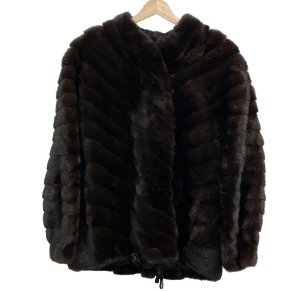 エンバ EMBA サイズM M - レザー、ミンク ダークブラウン×黒 レディース 毛皮/長袖/Clair de Lune BY EMBA/冬 美品 コート拍卖