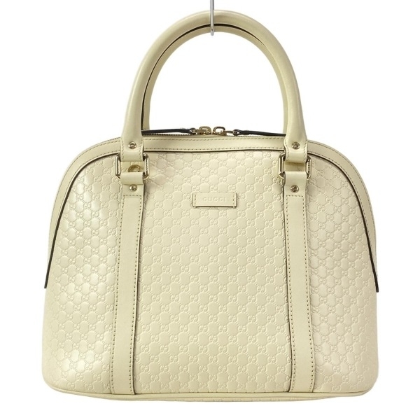 グッチ GUCCI ハンドバッグ 449663 マイクログッチシマ レザー アイボリー 美品 バッグ拍卖