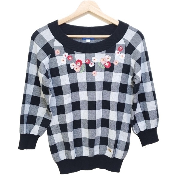 ブルーレーベルクレストブリッジ BLUE LABEL CRESTBRIDGE 長袖カットソー サイズ38 M - 黒×白×マルチ レディース 美品 トップス拍卖