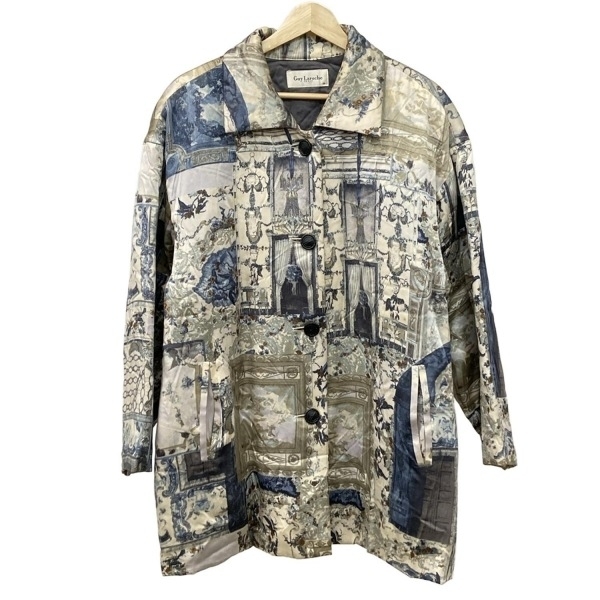 ギラロッシュ Guy Laroche サイズ38 M - アイボリー×ネイビー×マルチ レディース 長袖/シルク/中綿/冬 美品 コート拍卖