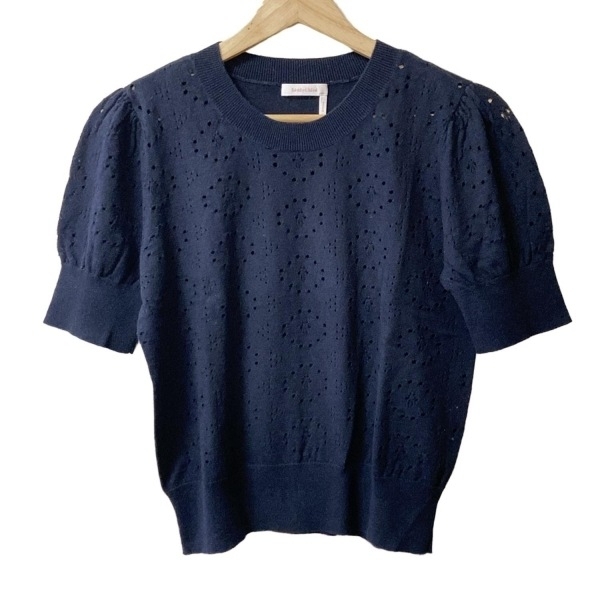 シーバイクロエ SEE BY CHLOE 半袖セーター/ニット サイズS - ネイビー レディース クルーネック トップス拍卖