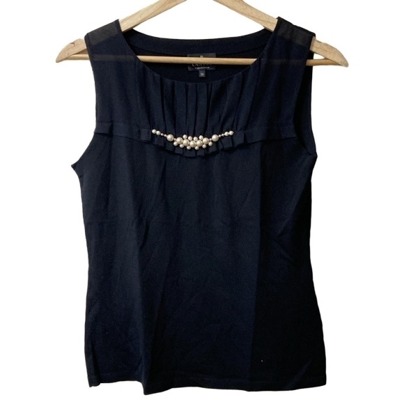 ランバンコレクション LANVIN COLLECTION ノースリーブカットソー サイズ38 M - 黒 レディース クルーネック/レース/ビーズ トップス拍卖