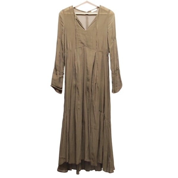 フレイアイディー FRAY I.D サイズ0 XS - カーキ レディース Vネック/長袖/ロング/シースルー 美品 ワンピース拍卖