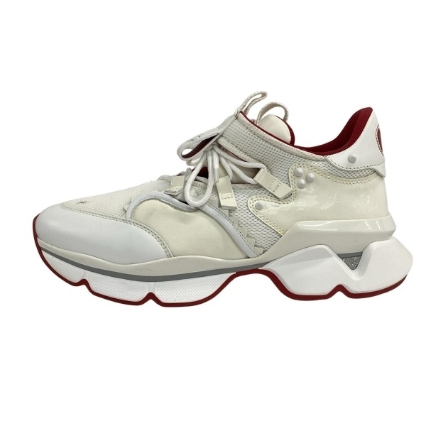 クリスチャンルブタン CHRISTIAN LOUBOUTIN スニーカー 43 レッドランナー レザー 白×レッド メンズ スタッズ/スパイク 靴拍卖