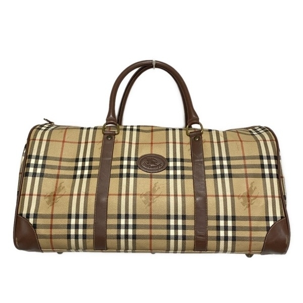 バーバリーズ Burberry's ボストンバッグ - レザー ベージュ×黒×マルチ チェック柄/本体ロックなし バッグ拍卖
