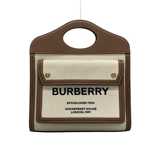 バーバリー BURBERRY/Burberry トートバッグ 8039361 ミニポケットバッグ レザー アイボリー×ダークブラウン バッグ拍卖