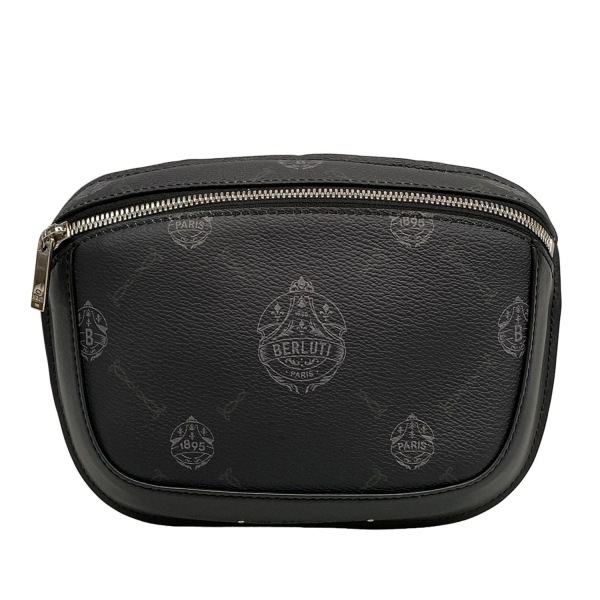 ベルルッティ berluti ウエストポーチ - レザー 黒×グレー×ダークブラウン Vマークあり バッグ拍卖
