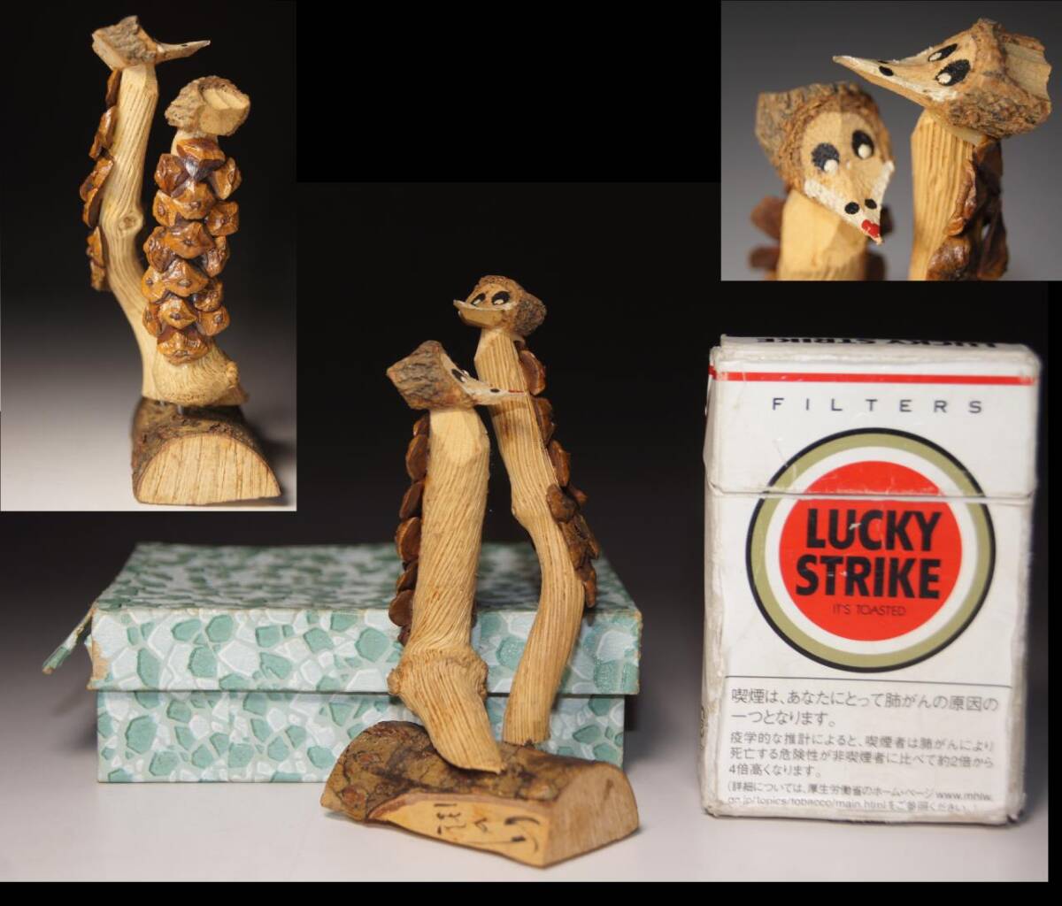 昭和レトロ こけし フクロウ 梟 可愛い デッドストック 箱付 お土産 歴史 郷土人形 郷土玩具 民芸 伝統工芸 置物 コレクション拍卖