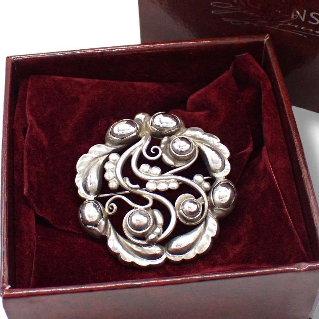 箱 Georg Jensen ジョージジェンセン #159 ムーンライトブロッサム 925 ブローチ ピンブローチ コサージュ シルバー 4382拍卖