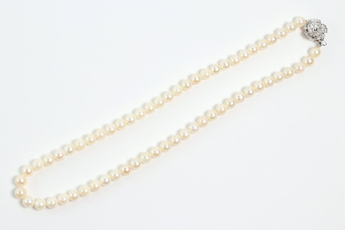本真珠 真珠 パール ネックレス 留め具 シルバー 刻印 約6.3-6.9mm珠 レディース アクセサリー 9615-MS拍卖
