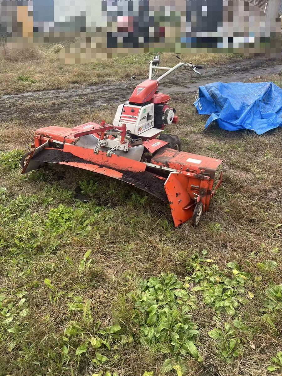山形県最上町発 管理機 シバウラ SR112 平畝マルチ 平畝整形機 スイカ マルチャー管理機 耕運機 畝たて 平畝 リコイル 動作品拍卖