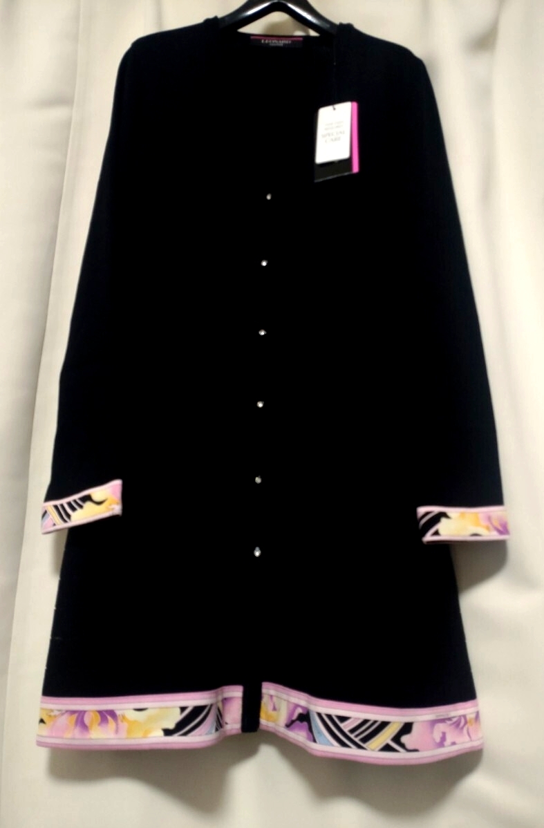 【試着のみ】レオナール カーディガン 黒 ゆったり 42拍卖