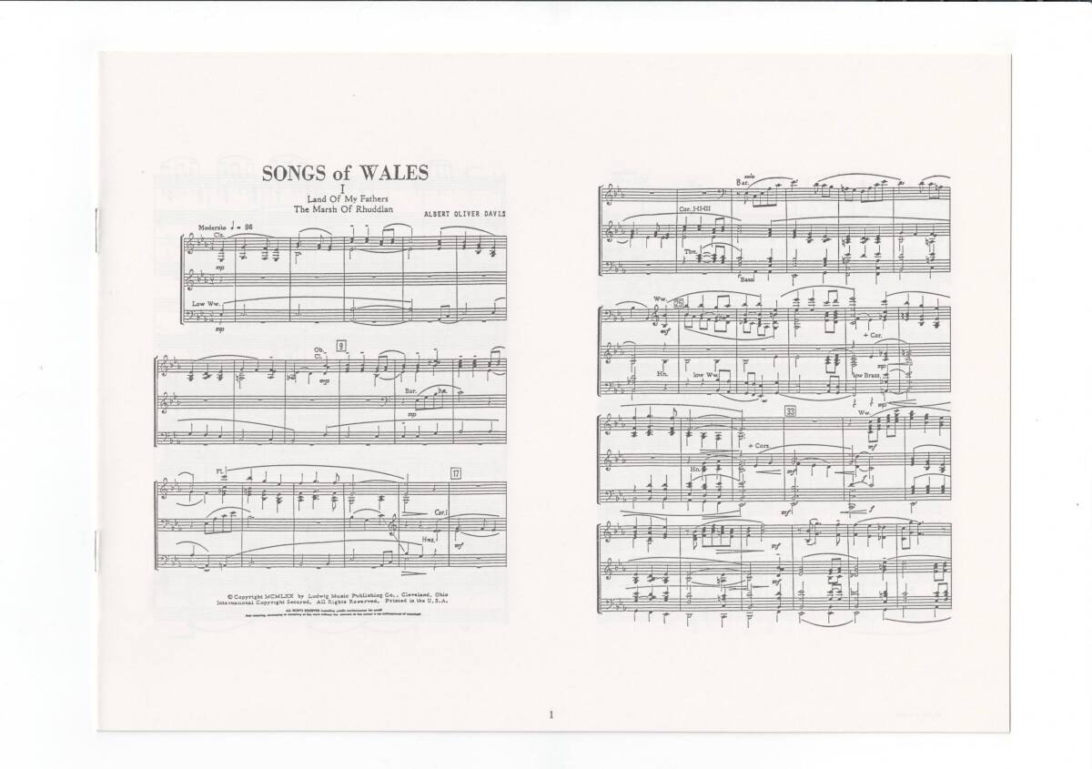 送料無料 吹奏楽楽譜 A.O.デイヴィス:ウェールズの歌 コンデンススコア 試聴可 実践吹奏楽指導全集拍卖