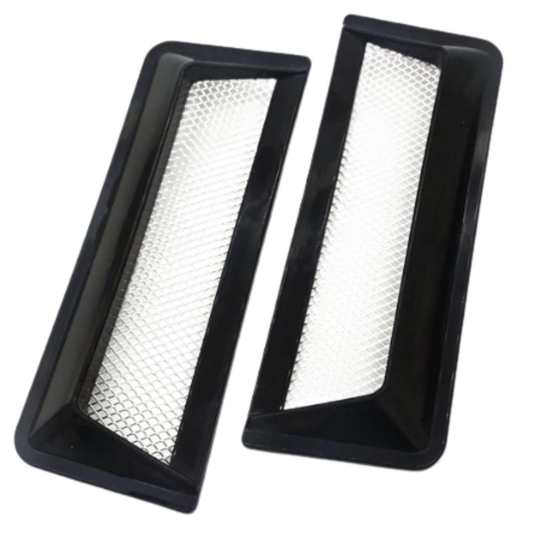 汎用 ダミーダクト 2個セット フェンダーダクト ボンネットダクト エアロパーツ ドレスアップ メッシュ付き ブラック DIY 管理W2拍卖