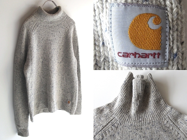 Carhartt Work in Progress カーハート WIP ロゴワッペン ネップウールコットン アングリスティック タートルネック セーター ニット M拍卖