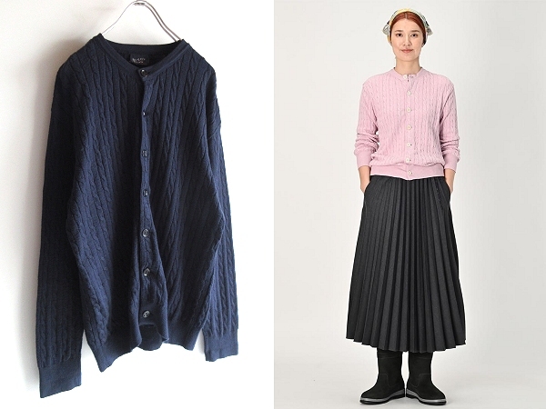 45R 45rpm 2023AW R刺繍 超ガーゼケーブルの908ニットソーカーディガン コットンニット 4 ネイビー 紺 日本製 男女着用可 Umii908 Badou-R拍卖