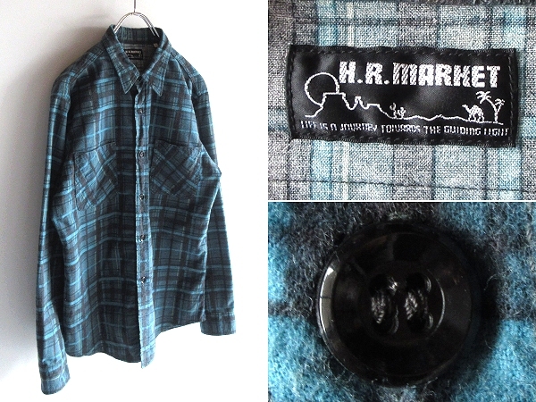 H.R.MARKET ハリウッドランチマーケット PRINT NEL CHECK 2POCKET WORK SHIRT ビンテージ型 プリントネルシャツ チェックシャツ 2/M HRM拍卖