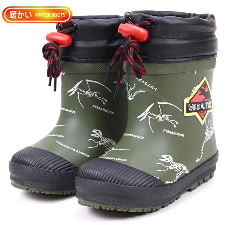 新品 子供 長靴 13.0cm 防寒 ベビー キッズ ワイルドツリー AK183 カーキ ベビーラバーブーツ 冬用長靴 雪道 滑りにくい かわいい 子供靴拍卖
