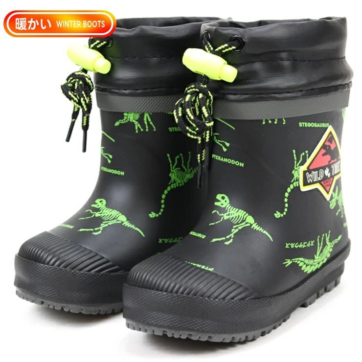 新品 子供 長靴 13.0cm 防寒 ベビー キッズ ワイルドツリー AK183 ブラック ベビーラバーブーツ 冬用長靴 雪道 滑りにくい かわいい 子供靴拍卖