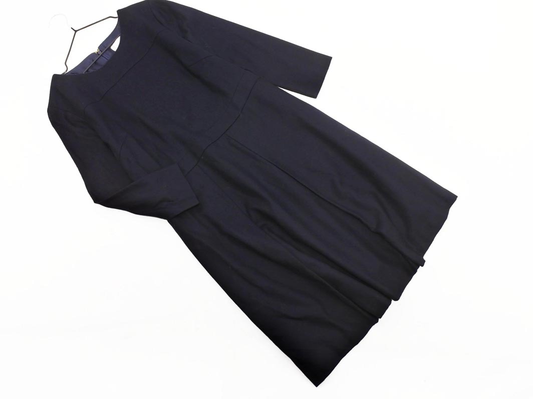 KUMIKYOKU 組曲 ウール100% Aライン ワンピース size2/濃紺 ◇■ ☆ fka5 レディース拍卖