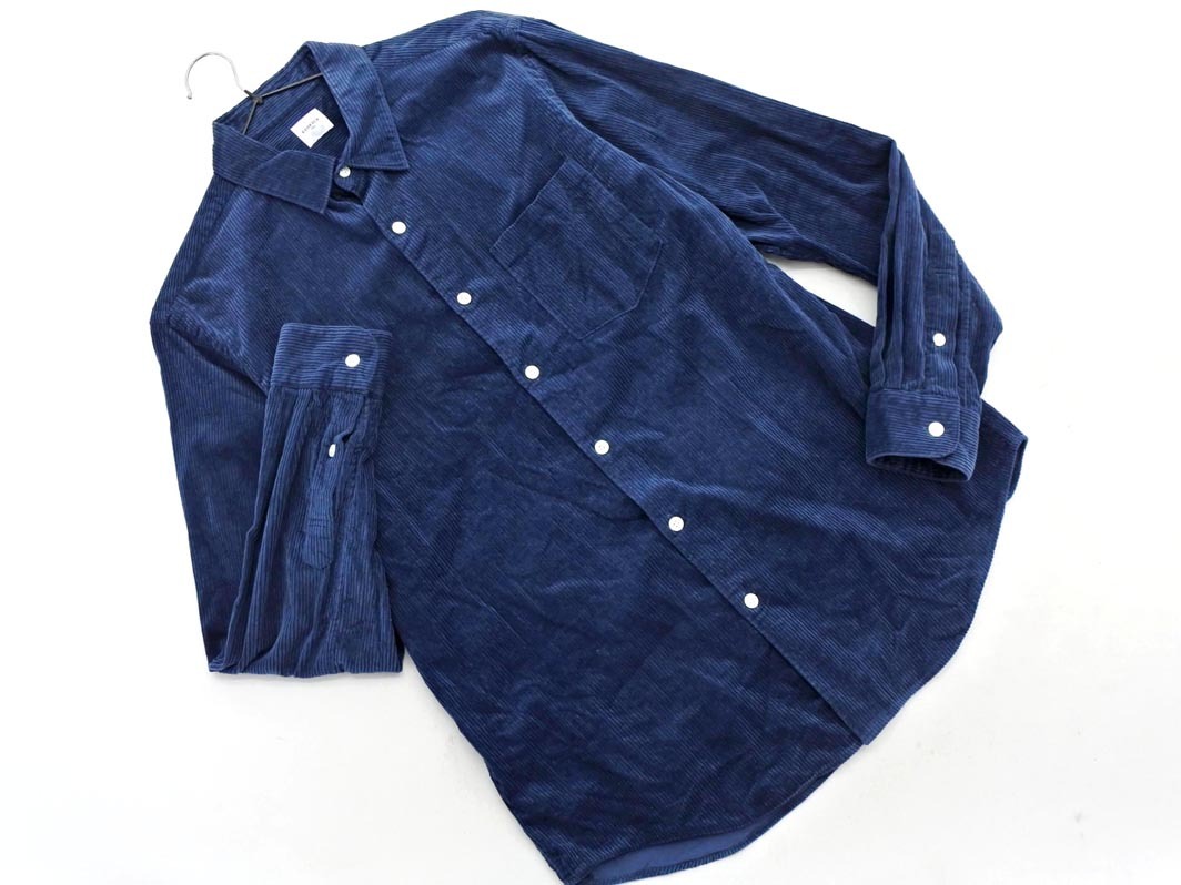 EDIFICE エディフィス コーデュロイ シャツ sizeM/紺 ◇■ ☆ fka5 メンズ拍卖