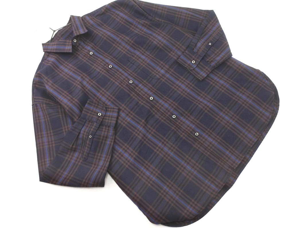 RAGEBLUE レイジブルー チェック シャツ sizeL/紺x茶 ◇■ ☆ fka6 メンズ拍卖