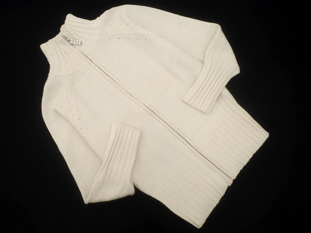 Viaggio Blu ビアッジョブルー スタンドカラー ジップアップ ラメ ニット カーディガン size2/白 ◇■ ☆ fkb1 レディース拍卖