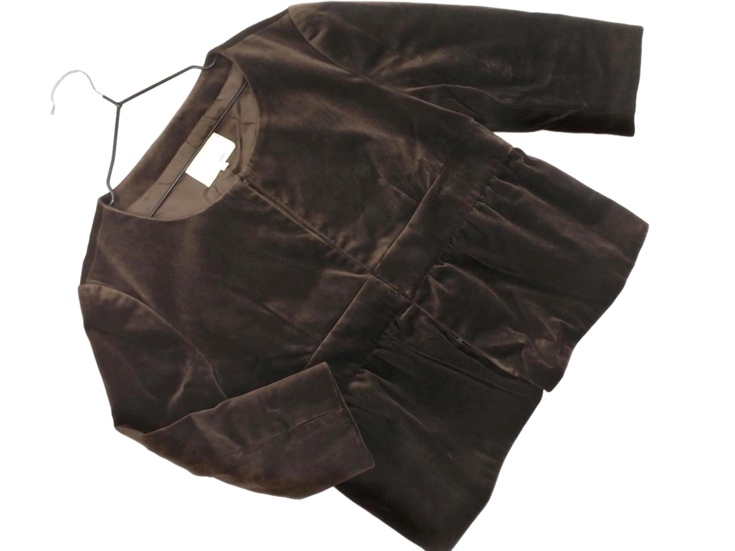 Spick & Span スピック&スパン ベロア ノーカラー ジャケット size36/ダークブラウン ◇■ ☆ fkb1 レディース拍卖