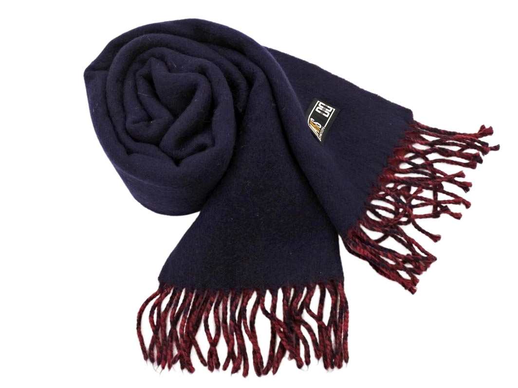 ネコポスOK DAKS ダックス ウール100% マフラー 紺xボルドー ◇■ ☆ fkb7 メンズ拍卖