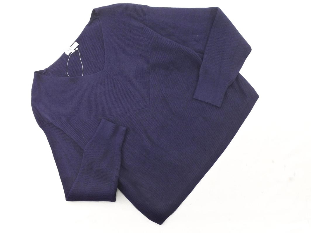 新品 NATURAL BEAUTY BASIC ナチュラルビューティーベーシック Vネック ニット セーター sizeM/紺 ◇■ ☆ fkb7 レディース拍卖