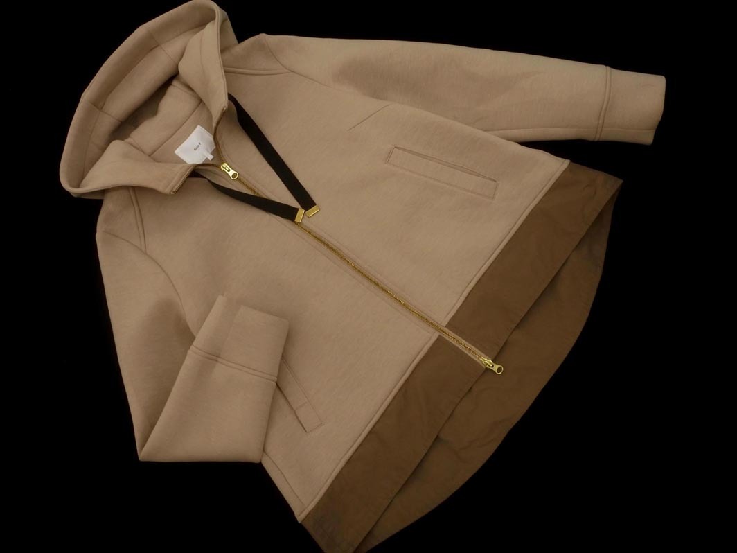 AuieF アウィーエフ 素材切替 ジップアップ パーカー size38/ベージュ ◇■ ☆ fkc6 レディース拍卖