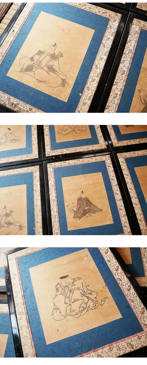 【真作】『 三十六歌仙図絵馬 36枚揃い 竹渕神社旧蔵 古画 』公家歌人 古文書 中国唐物唐画 拍卖