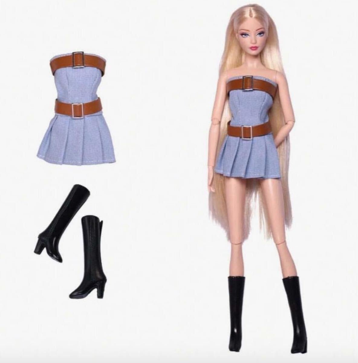 ベルト付きワンピース・ブーツセットリカちゃん・バービーちゃん・お人形用 バービー 着せ替え人形 Barbie お人形さん用拍卖