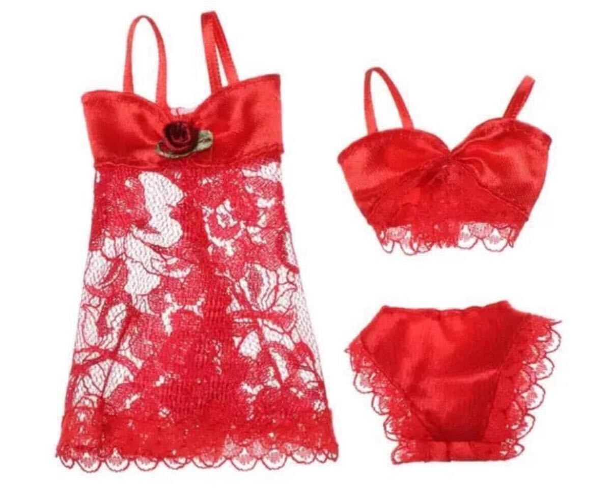 下着3点セットリカちゃん・バービーちゃん・ジェニーちゃん・お人形さん用 レッド ジェニーちゃん バービーちゃん拍卖