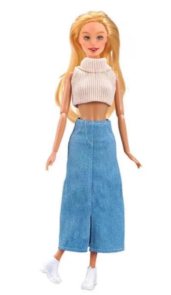 タートルネックトップス・デニムスカートリカちゃん・バービー・ジェニー・お人形用 着せ替え人形 リカちゃん Barbie バービー拍卖