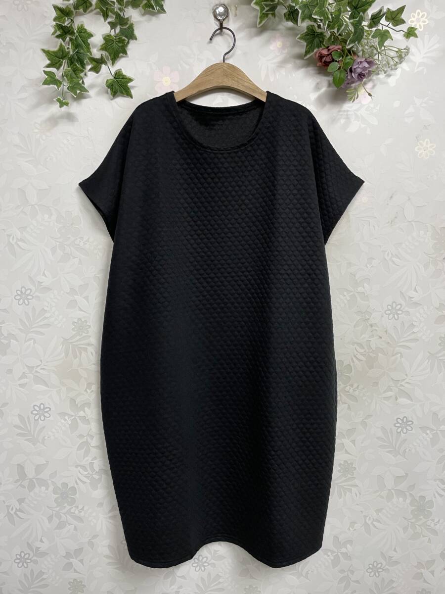 ★新品 でこぼこ 凸凹加工 ゆったりチュニック M~K(BK) 拍卖