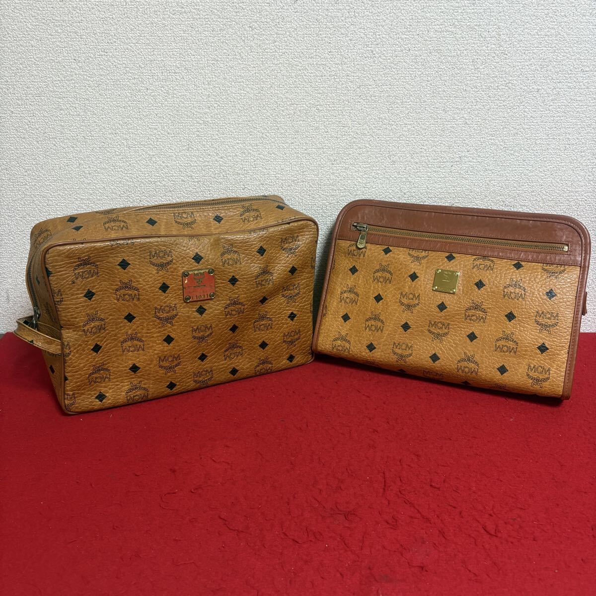 【K-2400】MCM エムシーエム ヴィセトス柄 レザー セカンドバッグ クラッチバッグ 計2個拍卖