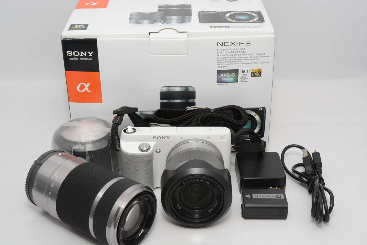 1円〜 SONY NEX-F3 ソニー デジタルカメラ ミラーレス一眼カメラ レンズ2個付き拍卖