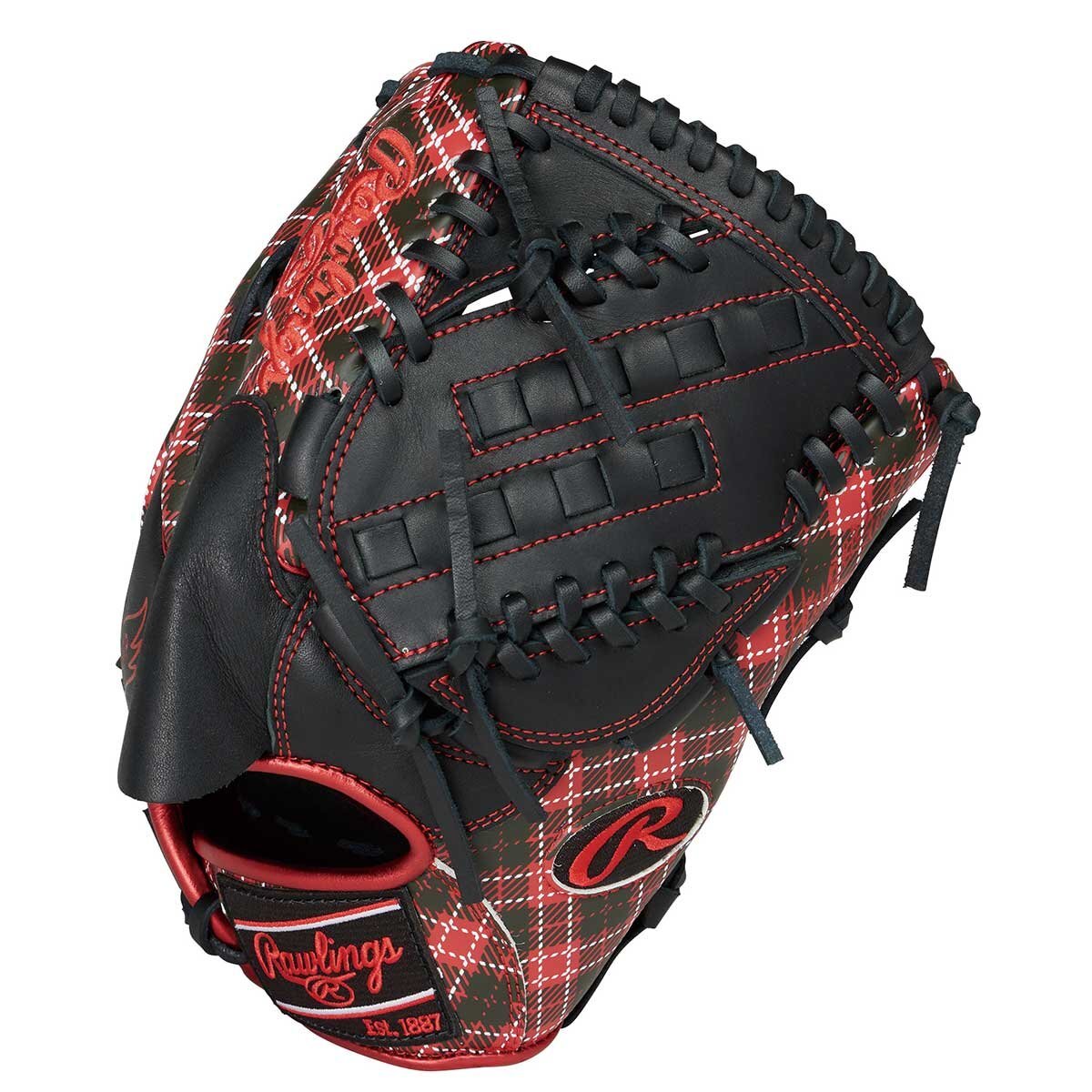 1619550-Rawlings/軟式グラブ HYPER TECH グラフィック タータンチェック 投手 ピッチャー拍卖