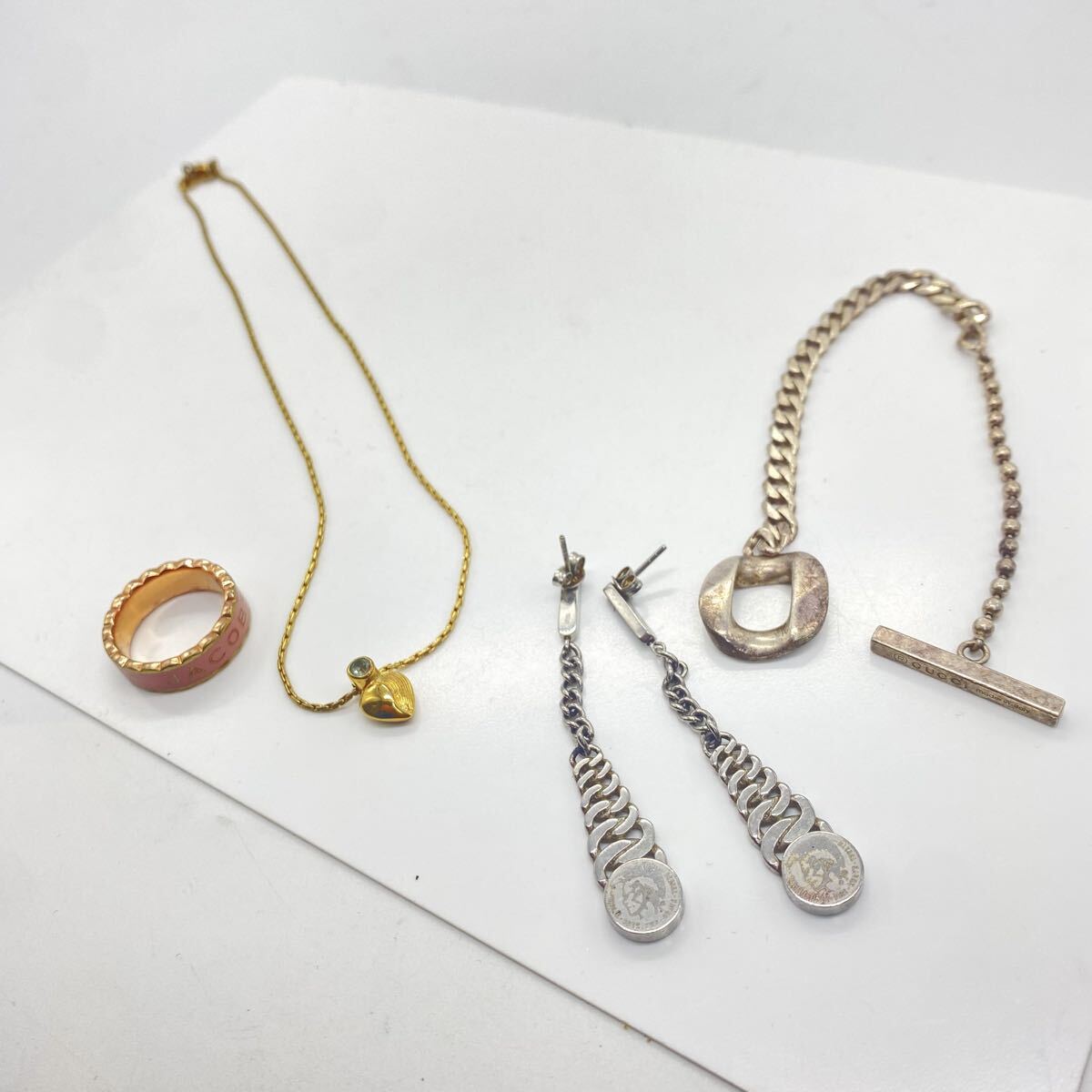 1円〜 11A ブランドアクセサリーセット GUCCI 925製ブレスレット DIOR ネックレス DIESEL ピアス MARC JACOBS リング グッチ シルバー 10拍卖