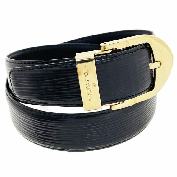 13435 ルイヴィトン ベルト エピ サンチュール クラシック レザー 革 ノワール ブラック 黒 ゴールド金具拍卖