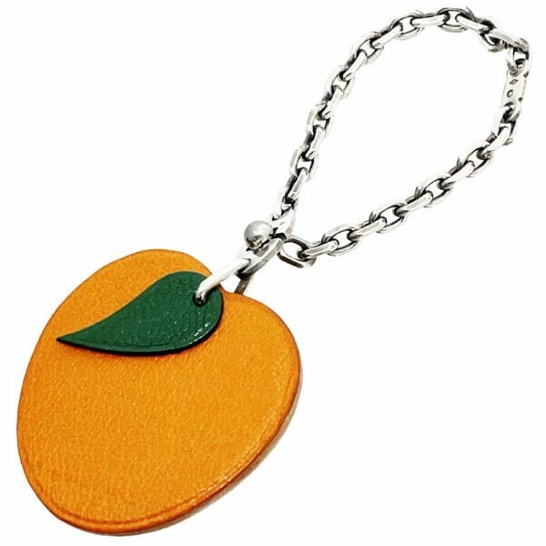 15940 エルメス キーホルダー フルーツ ポルト クレ レザー 革 オレンジ HERMES アプリコットチャーム フルーツ拍卖