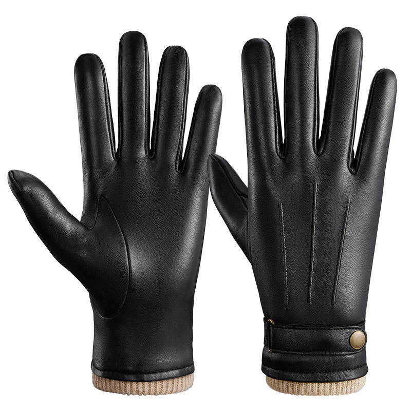 新品★手袋 メンズ 防寒 革手袋 スマホ対応 本革山羊革 裏起毛ウール アウトドアグローブ 保温 防風 撥水 運転 通勤 秋冬 ブラックS拍卖