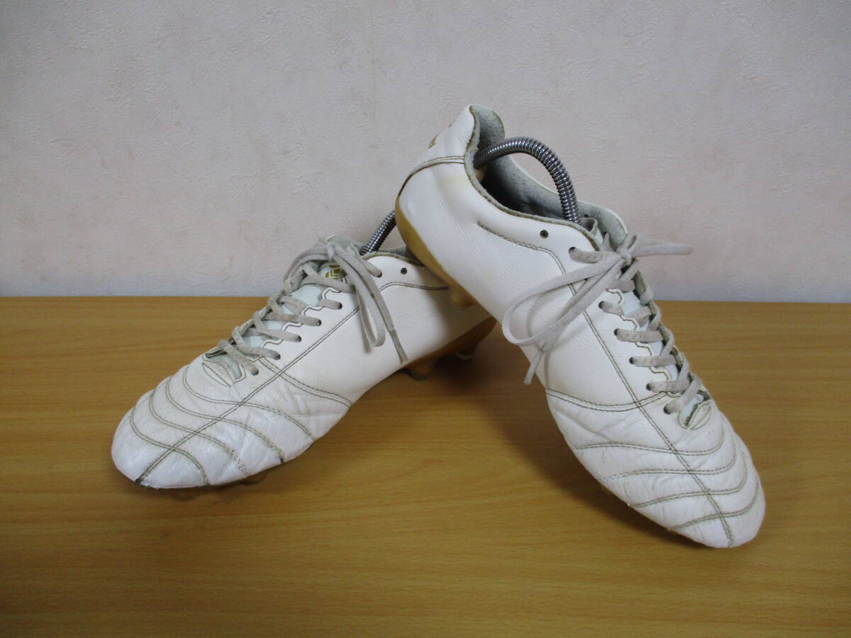 ヒュンメル★サッカー用<カンガルー革スーパーワイドスパイク・シューズ>★25.5cm オフホワイト・ゴールド拍卖