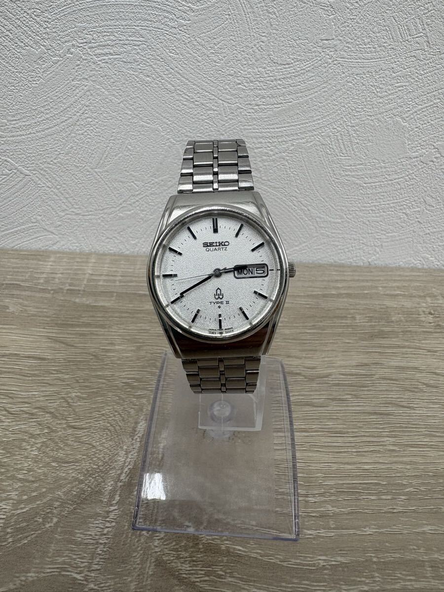 ¥1000スタート 【ヴィンテージ希少品】SEIKO TYPE II シルバー クォーツ 日本製時計拍卖