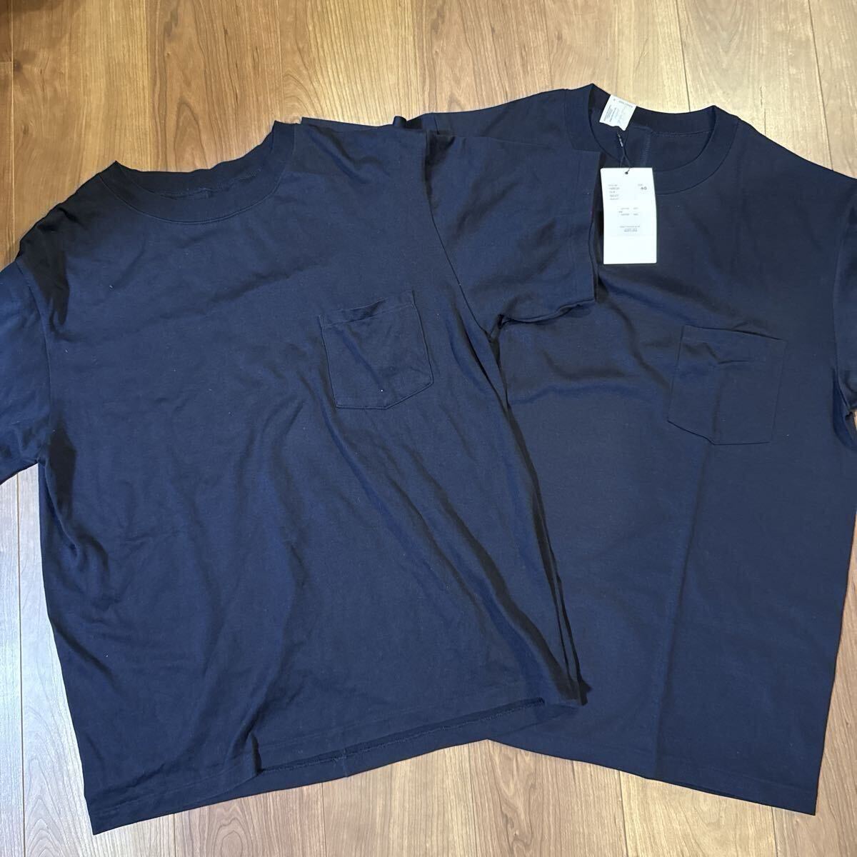 新品未使用と中古 1枚ずつ N.ハリウッド アンダーサミットウエア 16RCH/Crew neck T-shirt ネイビー サイズ40拍卖